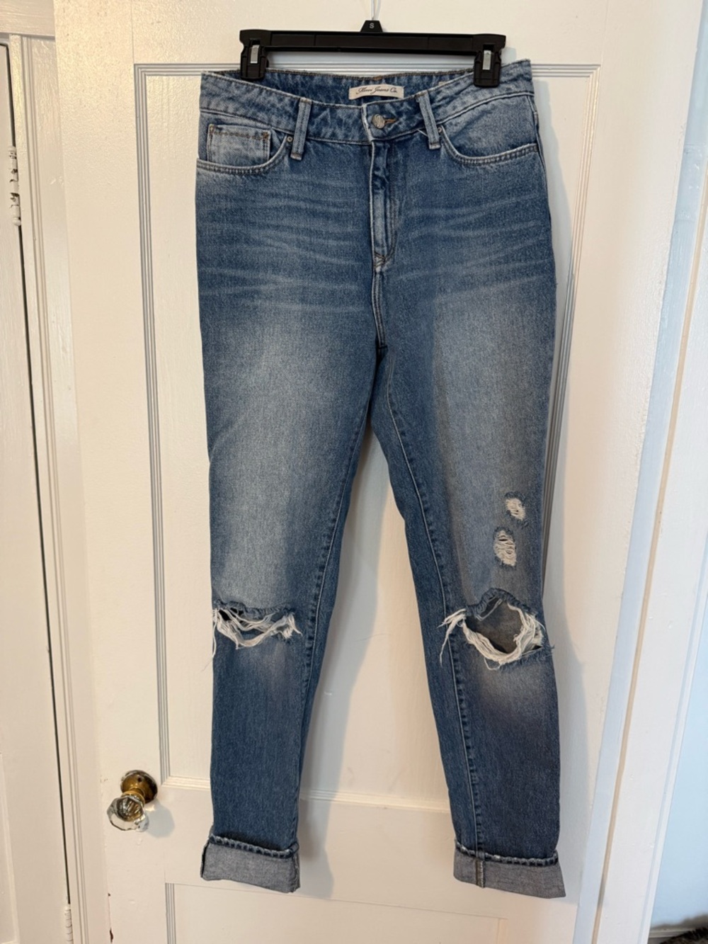 Mavi Women's Distressed Light Blue Straight Leg Jeans